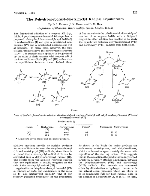 The dehydronorbornyl–nortricyclyl radical equilibrium