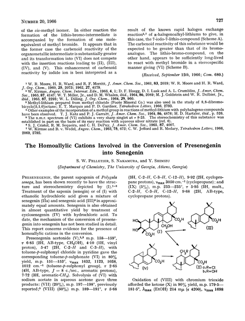 The homoallylic cations involved in the conversion of presenegenin into senegenin