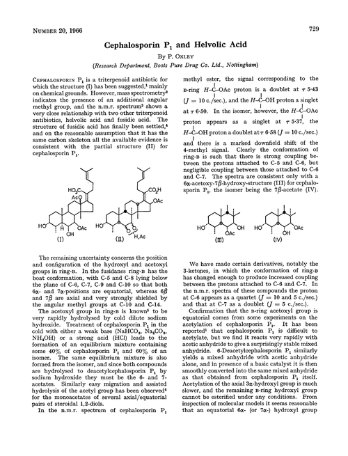 Cephalosporin P1 and helvolic acid