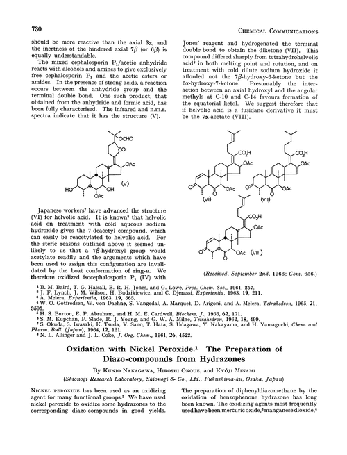 Oxidation with nickel peroxide. The preparation of diazo-compounds from hydrazones