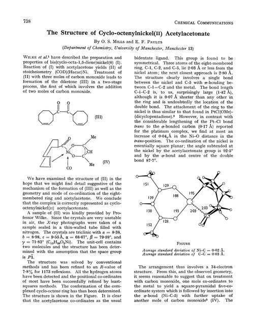 The structure of cyclo-octenylnickel(II) acetylacetonate