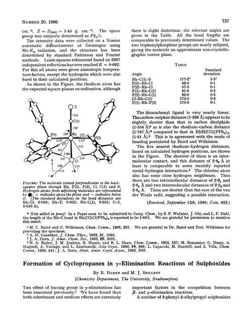 Formation of cyclopropane in γ-elimination reactions of sulphoxides