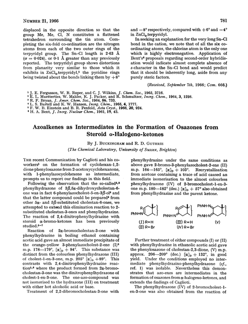 Azoalkenes as intermediate in the formation of osazones from steroid α-halogeno-ketones