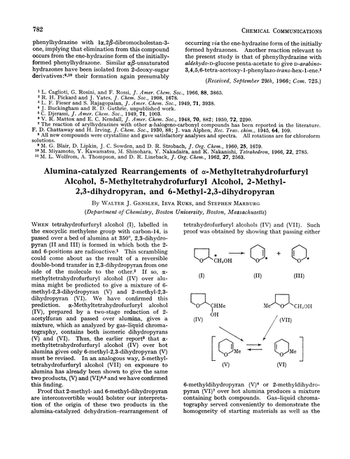 Alumina-catalyzed rearrangements of α-methyltetrahydrofurfuryl alcohol, 5-methyltetrahydrofurfuryl alcohol, 2-methyl-2,3-dihydropyran, and 6-methyl-2,3-dihydropyran