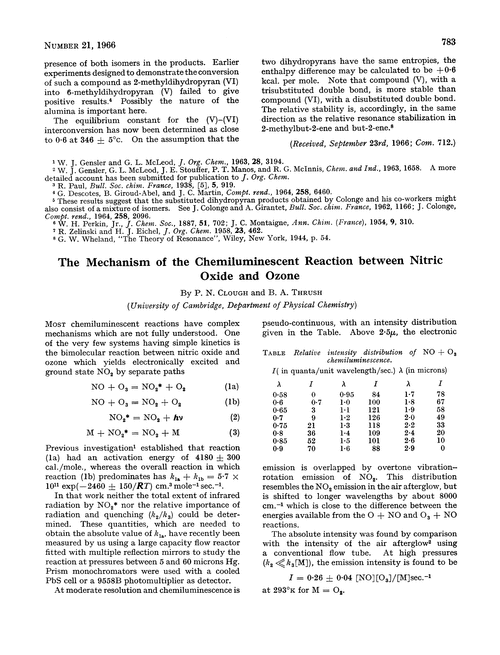 The mechanism of the chemiluminescent reaction between nitric oxide and