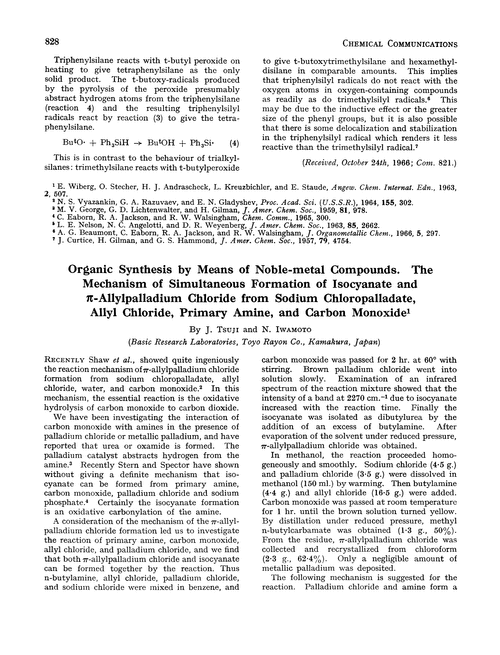 Organic synthesis by means of noble-metal compounds. The mechanism of simultaneous formation of isocyanate and π-allylpalladium chloride from sodium chloropalladate, allyl chloride, primary amine, and carbon monoxide