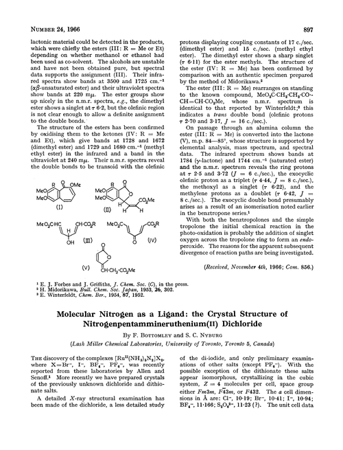 Molecular nitrogen as a ligand: the crystal structure of nitrogenpentammineruthenium(II) dichloride