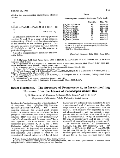 Insect hormones. The structure of ponasterone A, insect-moulting hormone from the leaves of Podocarpus nakaii Hay