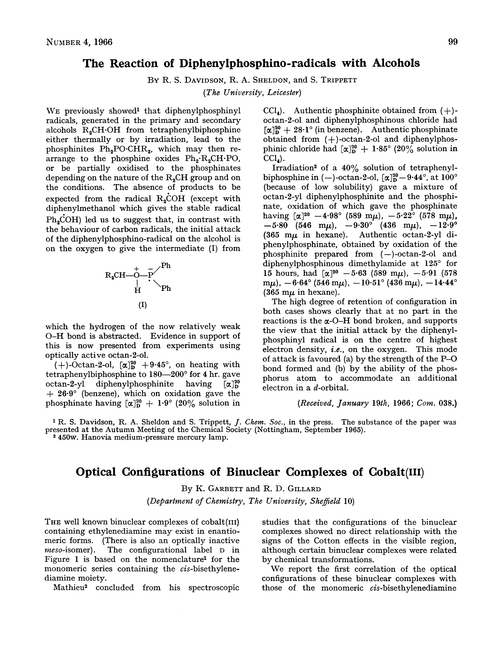 The reaction of diphenylphosphino-radicals with alcohols