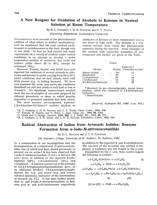 Radical abstraction of iodine from aromatic iodides: benzyne formation from o-iodo-N-nitrosoacetanilide