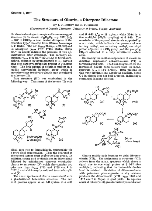 The structure of olearin, a diterpene dilactone