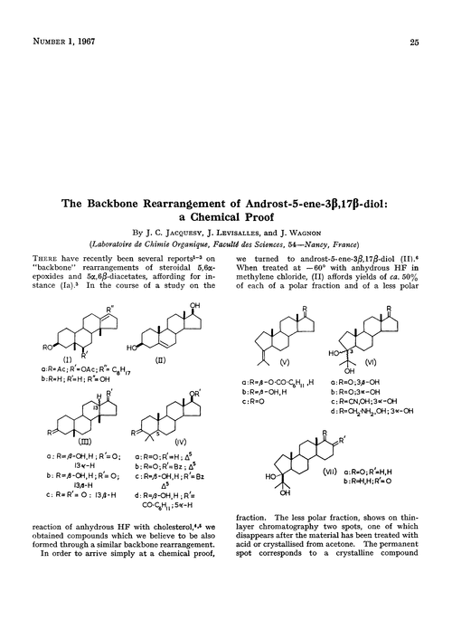 The backbone rearrangement of androst-5-ene-3β,17β-diol: a chemical proof