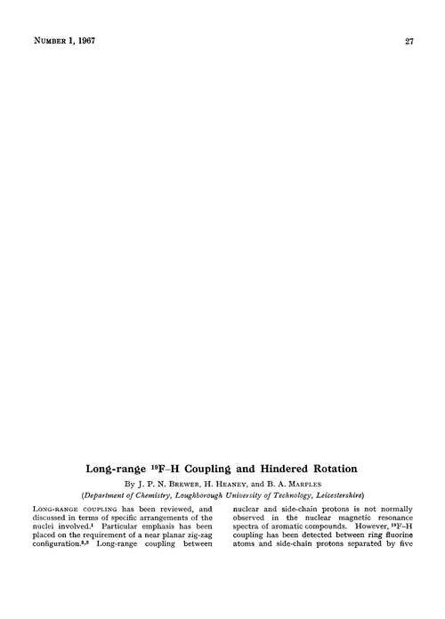 Long-range 19F–H coupling and hindered rotation
