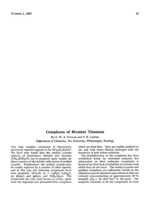 Complexes of bivalent titanium
