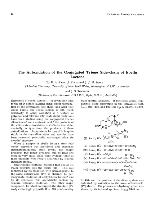 The autoxidation of the conjugated triene side-chain of ebelin lactone