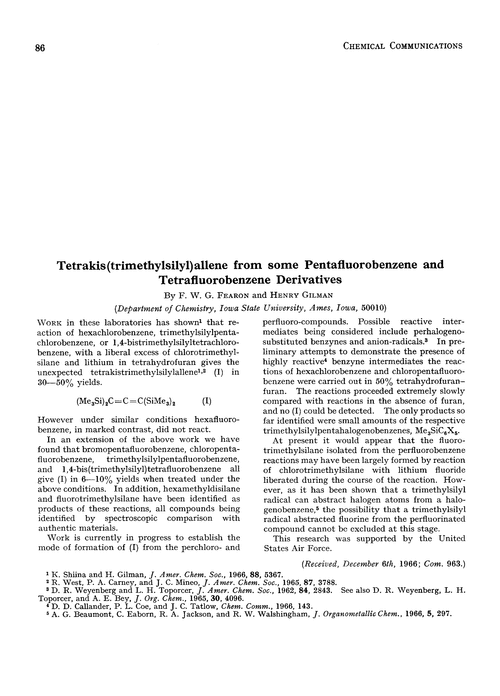 Tetrakis(trimethylsilyl)allene from some pentafluorobenzene and tetrafluorobenzene derivatives