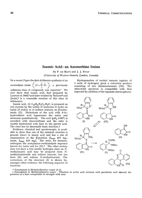 Isamic acid: an azomethine imine