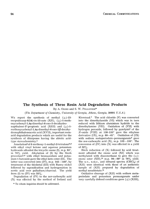 The synthesis of three resin acid degradation products