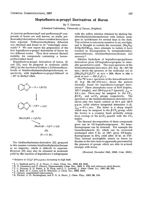 Heptafluoro-n-propyl derivatives of boron