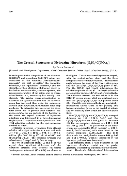 The crystal structure of hydrazine nitroform [N2H5+C(NO2)3–]