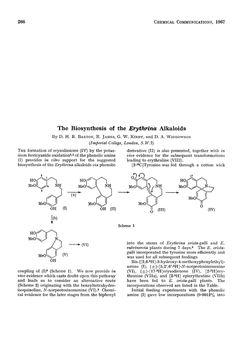 The biosynthesis of the Erythrina alkaloids