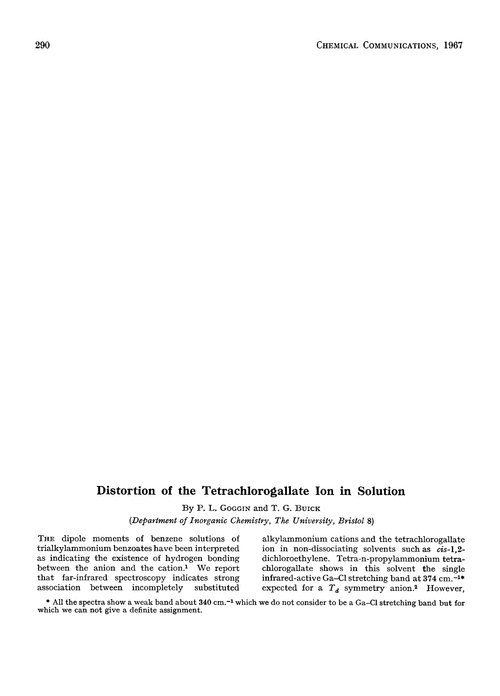 Distortion of the tetrachlorogallate ion in solution