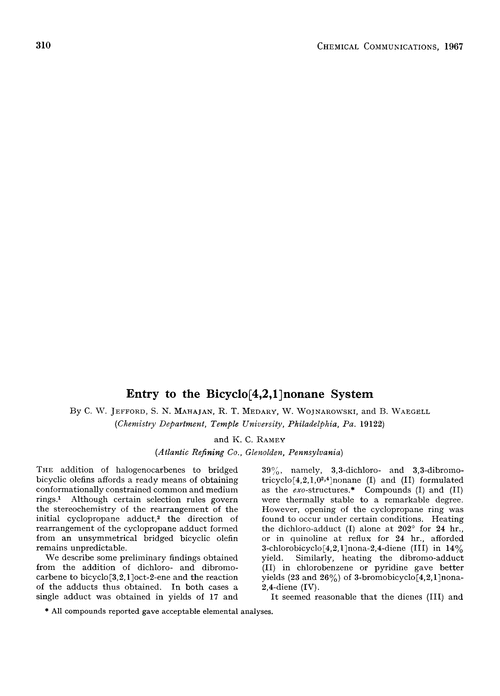 Entry to the bicyclo[4,2,1]nonane system