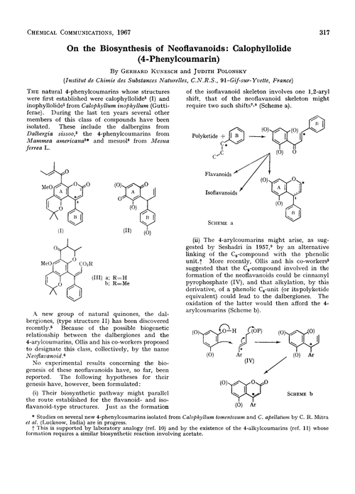 On the biosynthesis of neoflavanoids: calophyllolide (4-phenylcoumarin)
