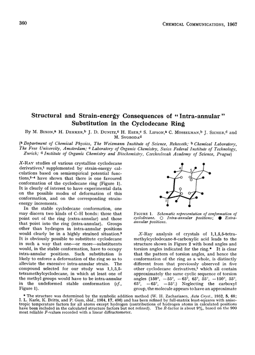 Structural and strain-energy consequences of “intra-annular” substitution in the cyclodecane ring