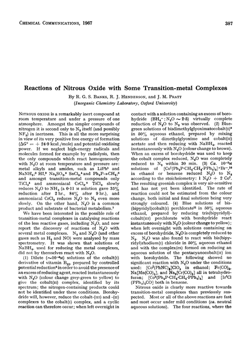 Reactions of nitrous oxide with some transition-metal complexes