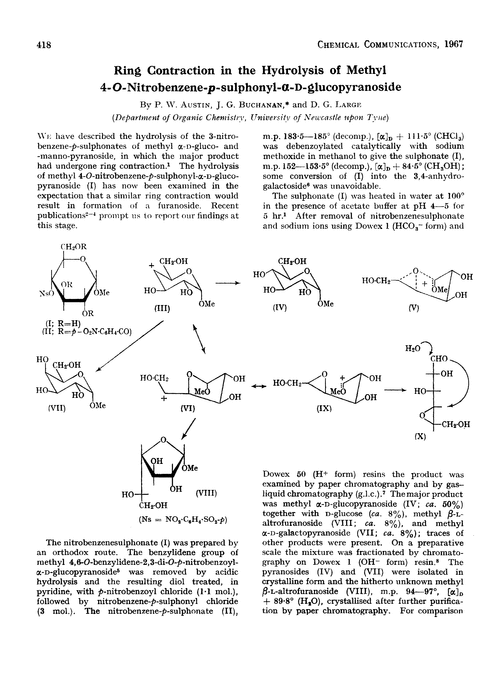 Ring contraction in the hydrolysis of methyl 4-O-nitrobenzene-p-sulphonyl-α-D-glucopyranoside