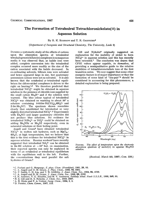 The formation of tetrahedral tetrachloronickelate(II) in aqueous solution