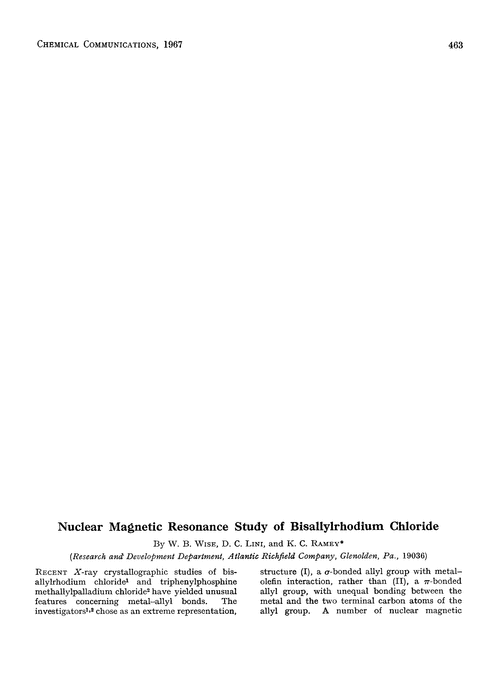 Nuclear magnetic resonance study of bisallylrhodium chloride