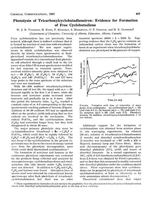 Photolysis of tricarbonylcyclobutadieneiron: evidence for formation of free cyclobutadiene