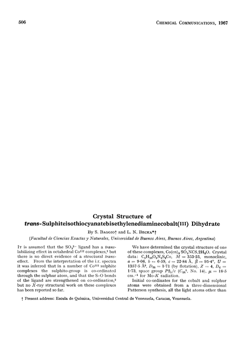 Crystal structure of trans-sulphiteisothiocyanatebisethylenediaminecobalt(III) dihydrate