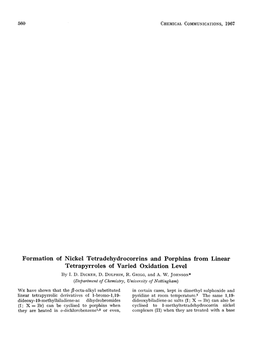 Formation of nickel tetradehydrocorrins and porphins from linear tetrapyrroles of varied oxidation level