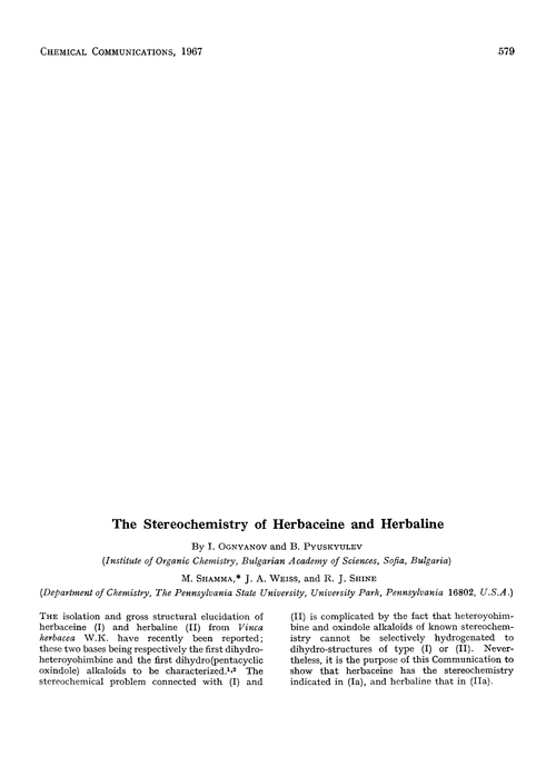 The stereochemistry of herbaceine and herbaline