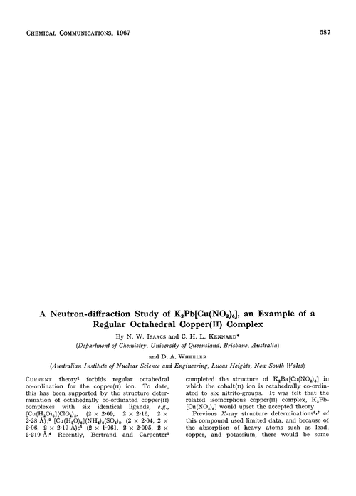 A neutron-diffraction study of K2Pb[Cu(NO2)6], an example of a regular octahedral copper(II) complex