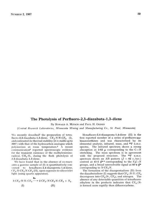The photolysis of perfluoro-2,3-diazabuta-1,3-diene