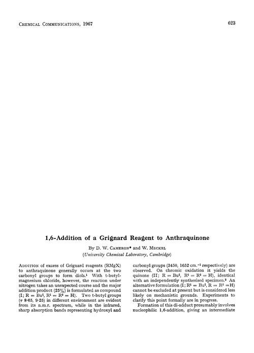 1,6-Addition of a Grignard reagent to anthraquinone