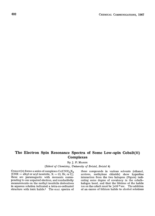 The electron spin resonance spectra of some low-spin cobalt(II) complexes