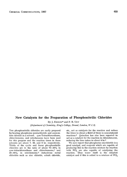 New catalysts for the preparation of phosphonitrilic chlorides