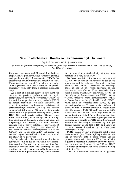 New photochemical routes to perfluoromethyl carbonate