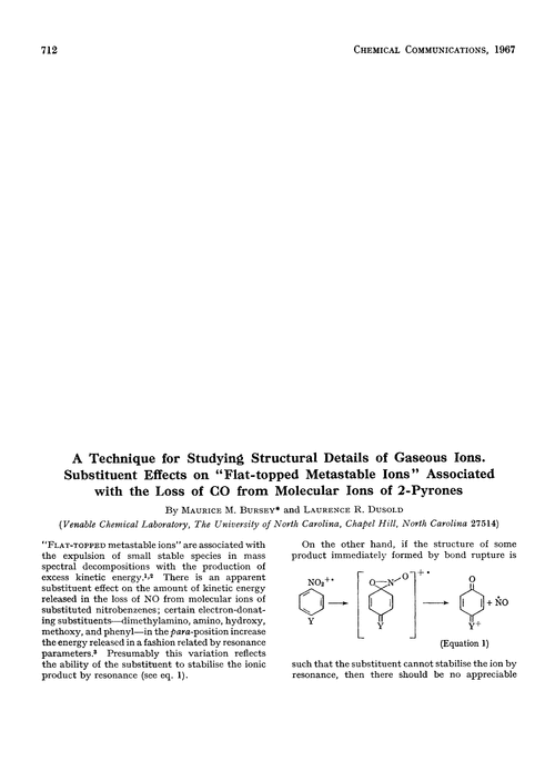 A technique for studying structural details of gaseous ions. Substituent effects on “flat-topped metastable ions” associated with the loss of CO from molecular ions of 2-pyrones