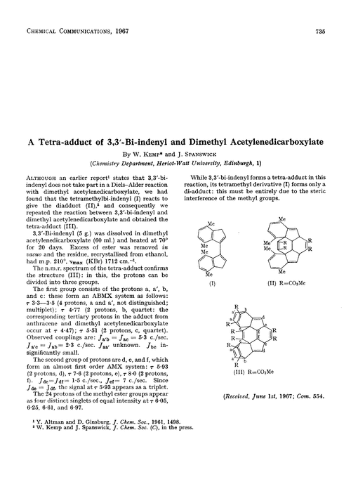 A tetra-adduct of 3,3′-bi-indenyl and dimethyl acetylenedicarboxylate