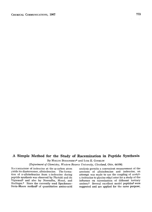 A simple method for the study of racemization in peptide synthesis
