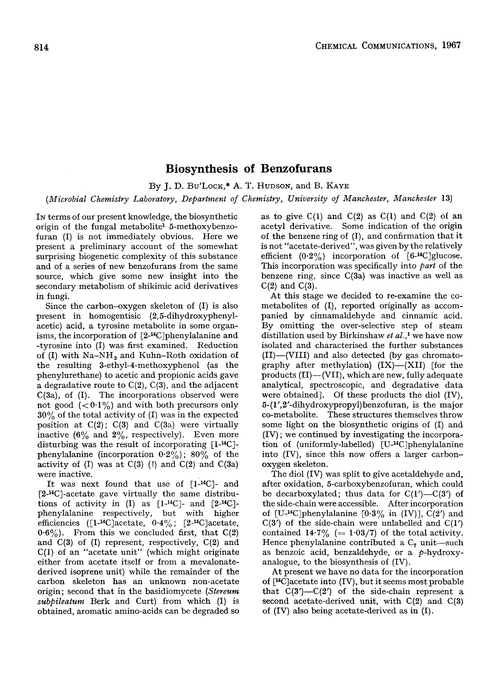 Biosynthesis of benzofurans