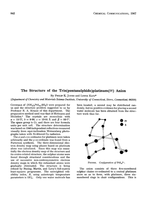 The structure of the tris(pentasulphido)platinum(IV) anion