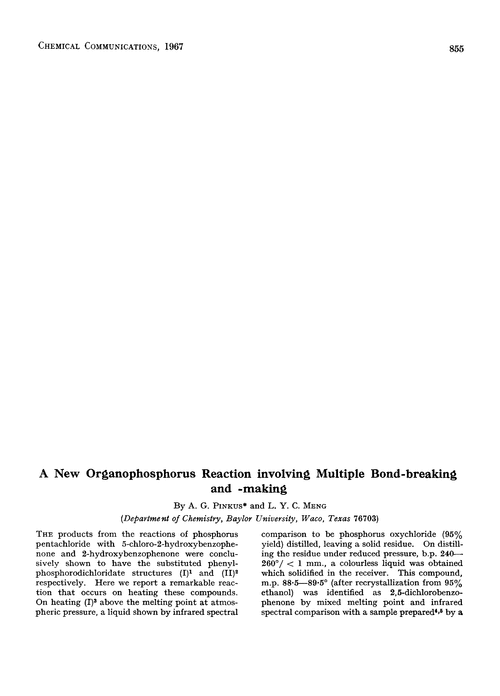 A new organophosphorus reaction involving multiple bond-breaking and -making