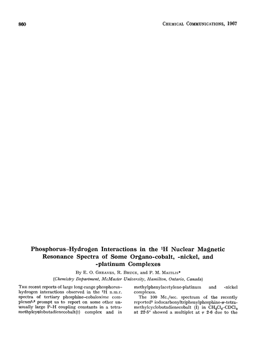 Phosphorus–hydrogen interactions in the 1H nuclear magnetic resonance spectra of some organo-cobalt, -nickel, and -platinum complexes